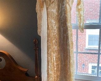 Antique Velvet Lace with Under Slip Wedding Dress