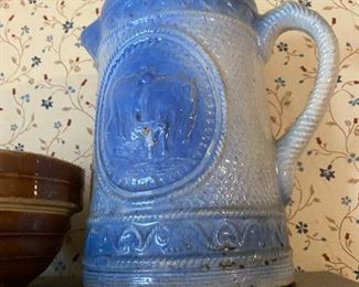 Antique Salt Glaze Stoneware Pitcher