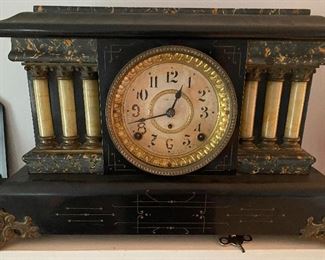 Antique Seth Thomas Mantel Clock, Columns, with Key