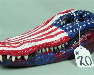 Authentic hand painted alligator head