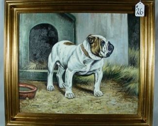 Oil on canvas of bulldog
