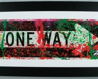 E.M Zax (American) - Hand painted metal "One Way" sign