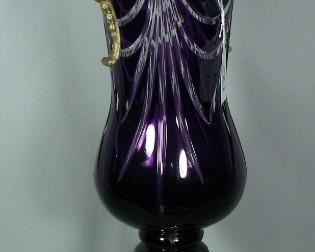 Cut crystal amethyst overlay & dore bronze vase