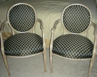 Hand carved & upholstered  armchairs