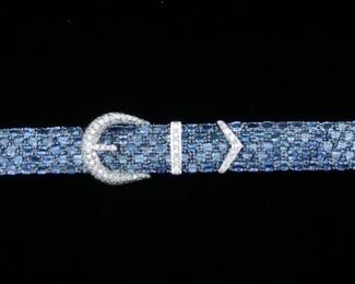 Outstanding 18K white gold, sapphire & diamond buckle bracelet