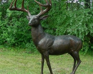 Life size bronze sculpture of deer