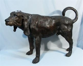 Life size bronze sculpture of dog