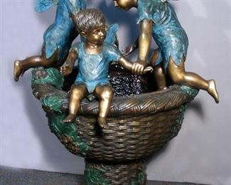 Large bronze self contained fairy fountain