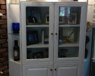 Second of Two White Custom Made Corner Display Cabinets, original cost was $5,000. each! Now only your price $2,500. each.