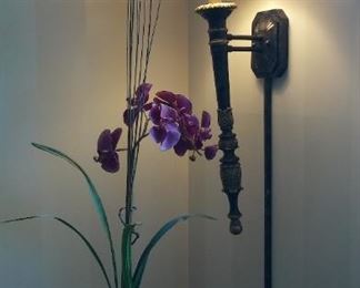Wall Sconce Faux Orchid Flowet Pot Twist Stem Candle Table, Buddha is not for sale,