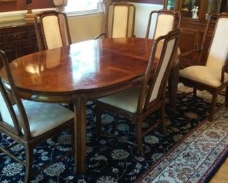 Unique Furniture Company Dining Room Table and Chairs and Extra Leaves, 