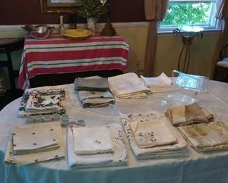 Dining Room Table covered with never used, Family Linens of superior quality,