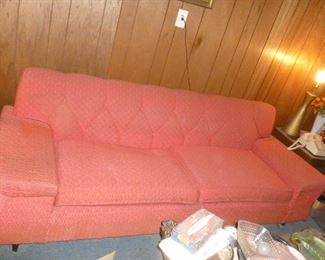 vintage pink sofa..needs cleaning