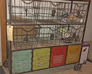 Whimsical Storage Cart with numbered bins and four drawers