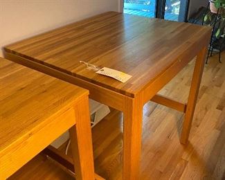 Square Solid Oak Kitchen Island or Office Equipment Table