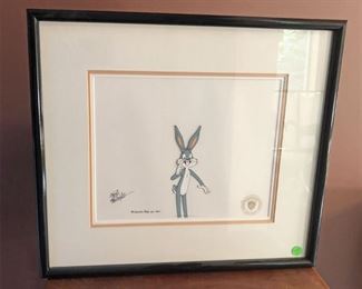 Bugs Bunny cel. Production cel signed by director Friz Freleng.