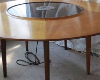 BUY NOW $1250.00                                                                                                      Rare Edward Wormley for Dunbar Lazy Susan Dining Table with Warming Element  The center Wood Cover is missing for the lazy susan.                                                    56" Across 