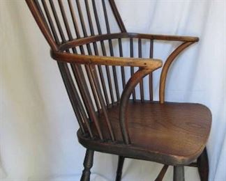 BUY NOW $700.00                                                                      Antique English Windsor Chair Single Board Seat is Ash.. Mid to Late 1800's..                                                                41 1/4" Tall at Back ~ 21" Wide at Arms