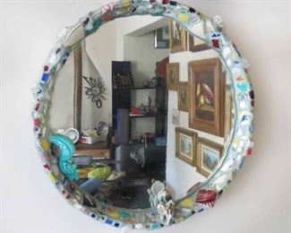 Gail Ahern Chicago Local Artist.. Mosaic Decorative Mirror.. 22.5" Across