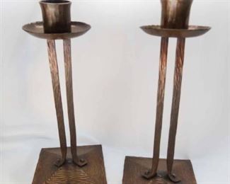                                                                                                                      Roycroft PRINCESS Hand Hammered Candlesticks