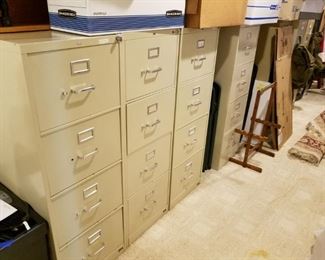 many metal, locking file cabinets