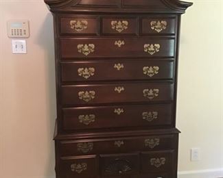 19-Gorgeous Queen Anne 2 Piece High Boy Dresser Chest Brass Handles 8ft x39”wide. Like New! $656