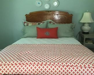 21-Antique French Bed. Brass Embellishments Queen Size Headboard includes footboard and rails. Bedding available. $345