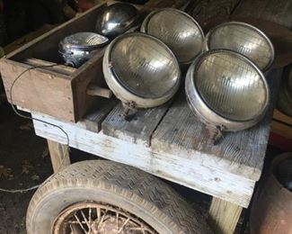 Headlights from Vintage Ford Cars, wheel and hubcap vintage Ford Car.