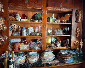 Hundreds of paper plates, napkins and party items.  Lots of vintage knick knacks.