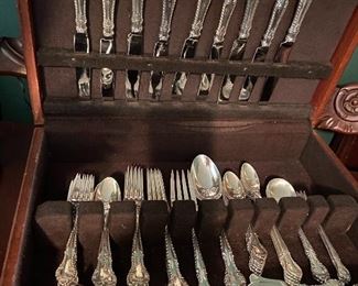 AWESOME! Gorham "English Gadroon" pattern sterling flatware in case.