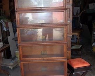 SIX STACK OAK GLOBE  WERNICKE LAWYERS BOOKCASE