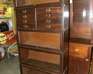 FIVE STACK LAWYERS BOOKCASE WITH FILE DEAWERS