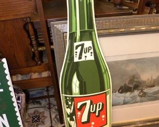 VINTAGE 7UP METAL BOTTLE SIGN