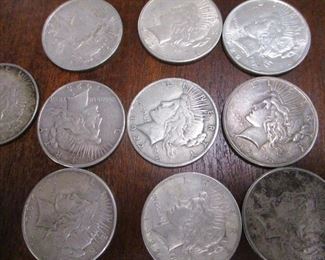 10 PEACE DOLLARS