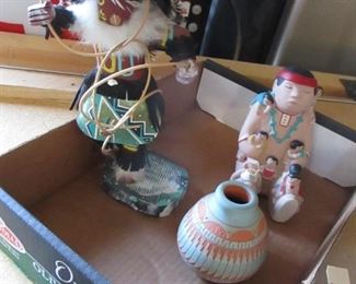 NATIVE AMERICAN SIGNED POTTERY,HOPI KACHINA DOLL AND MORE