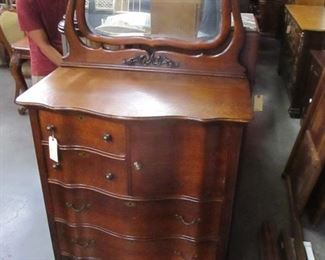 OAK HIGHBOY WITH BONNET BOX