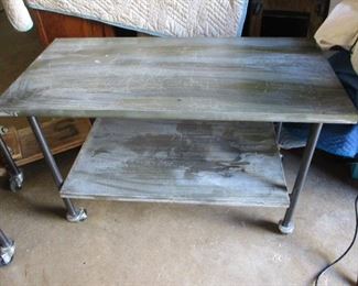 ZINC TOP TABLE ON WHEELS GREAT WORK TABLE