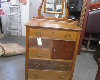 HIGH BOY WITH MIRROR AND HAT BOX