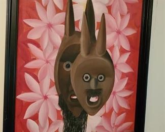 Framed African oil painting