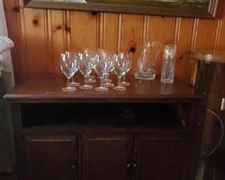 Bar cabinet and glassware