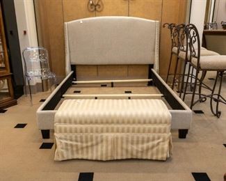 Queen linen bed and 'end of bed' bench.
