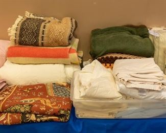 Sheets, pillow cases, and blankets.