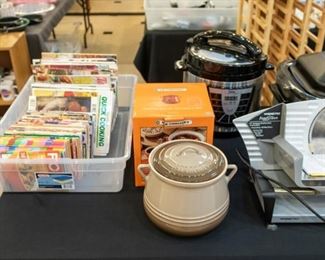 Le Creuset - NEW!  Also new is the pressure cooker in the back.  MANY new small kitchen appliances.