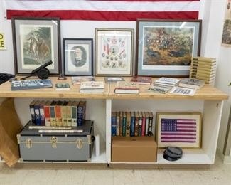 Civil War/ World history pictures, books, etc.  Even a cast iron cannon!