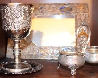 Sterling Silver Kiddush cup and accessories