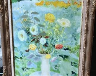 Le Pho - Les Renoncules painting. 29 x 21, Framed 37 x 29