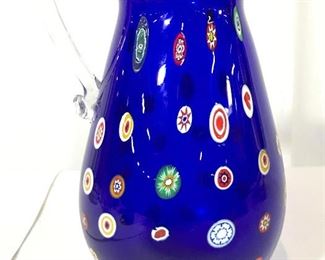 Blue Toned Murano Art Glass Pitcher