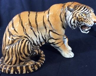 Signed BENGAL TIGER Ceramic Sculpture, Italy