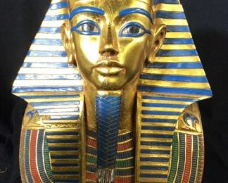 Signed AGI Collectible Gold Leaf Pharaoh Head Bust