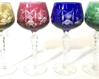 Lot 4 Bohemian Glass Art Glass Goblets
